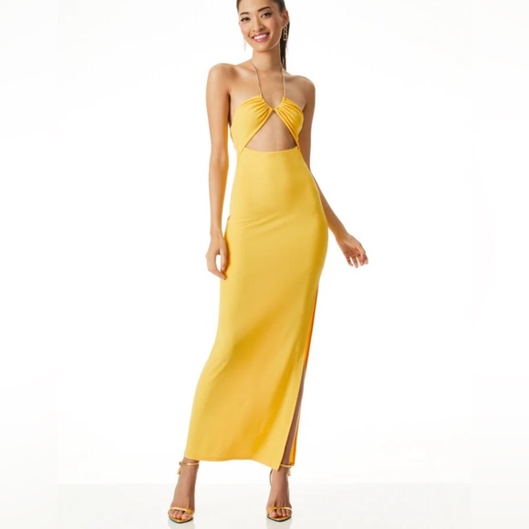 Alice + Olivia Sariya Chain Halter Dress - Picture 1 of 16